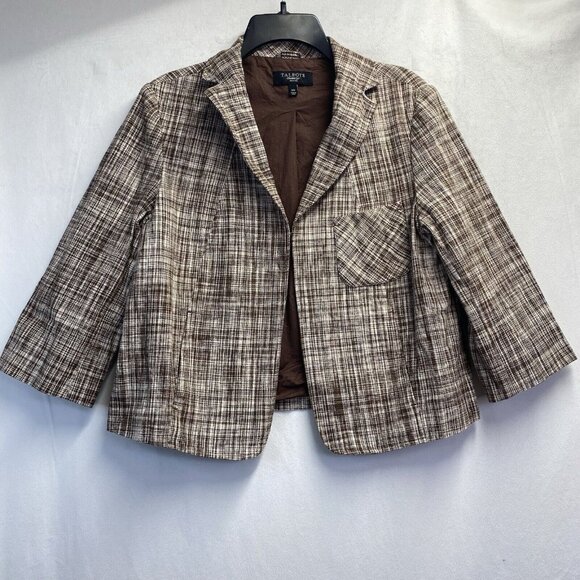 Talbots Jackets & Blazers - TALBOTS Established 1947 Lined Plaid 3/4 Sleeve Blazer Women Sz 14P Brown Used